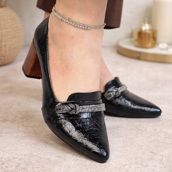 کفش پاشنه چوبی مشکی