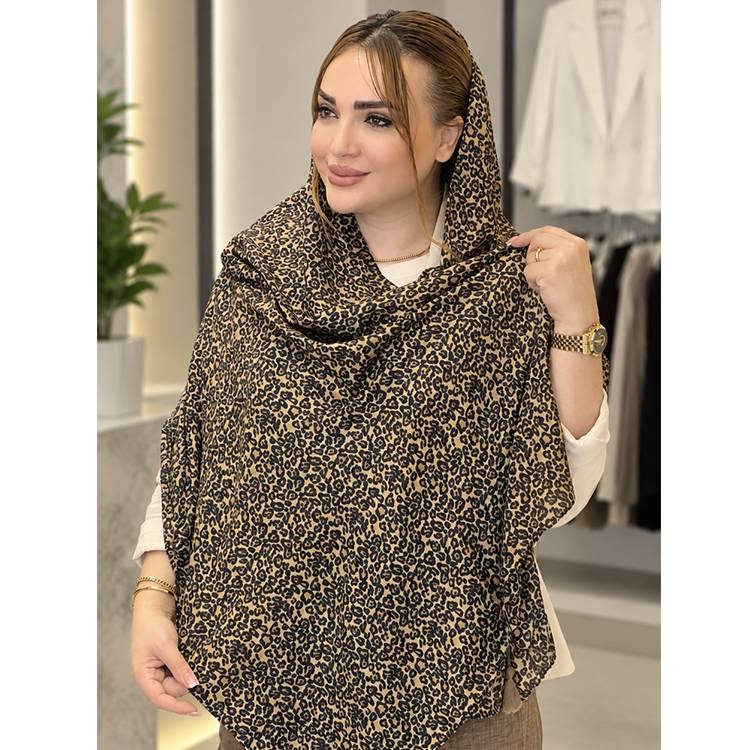 شال زنانه پلنگی نسکافه‌ای
