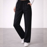 شلوار نیم بگ کتان مشکی