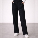 شلوار نیم بگ کتان مشکی 3