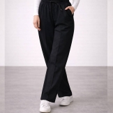 شلوار نیم بگ کتان مشکی 2