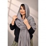  شال پلیسه نخی دور نگین طوسی روشن 