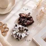 کش مو ساتن طرحدار قهوه‌ای
