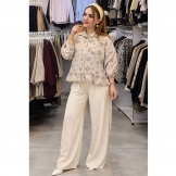 شومیز زنانه عروسکی چیندار خاکی