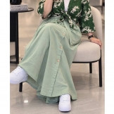  دامن لینن جلو دکمه سبز ملایم