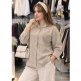 شومیز زنانه تک جیب کرم