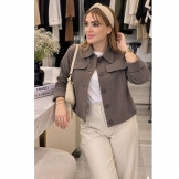 کراپ کت زنانه فوتر قهوه‌ای