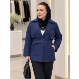 بارانی زنانه شنل دار سرمه‌ای