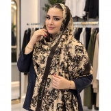 شال زنانه طرحدار دیور کرم قهوه‎‌ای