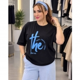 تیشرت باکسی زنانه چاپی مشکی