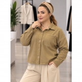 شومیز کتان تک جیب نسکافه‌ای