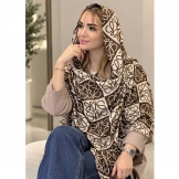 شال موهر پاییزی کرم قهوه‌ای