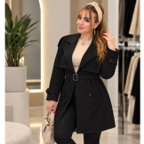 بارانی کتان آستین پاگون مشکی