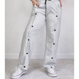 شلوار بگ ملانژ دکمه ای 