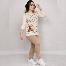 ست بلوز شلوار کرم طرحدار
