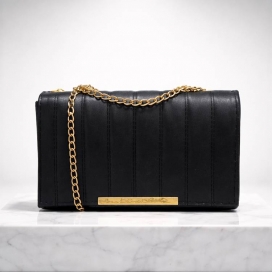 کیف دوشی زنجیری چرم مشکی