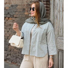 شومیز راه راه دو جیب 76900499