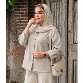 شومیز ابروبادی تک جیب نیلا 4680010/1