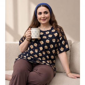 تیشرت نخی طرح دار 4690023