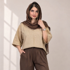 شومیز زنانه باکسی پروانه کرم