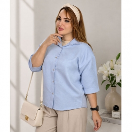 شومیز زنانه آستین پاکتی آبی آسمونی