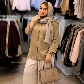 شومیز مانتویی زنانه شانتون نسکافه‌ای