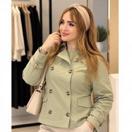 بارانی زنانه پشت چاکدار سبز ملایم